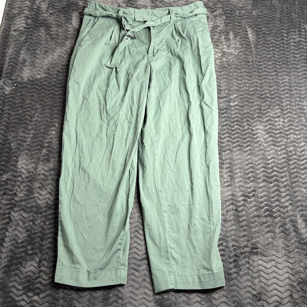 A New Day Womens Green Paperbag Utility Tapered Pants Size 14